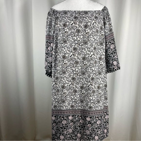 Avenue Black And White Floral Shift Dress Size 14/16 - Picture 9 of 16